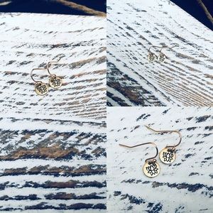 Bohemian Small Gold Lotus Dangling Earrings NWT